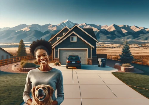 Happy dog with owner in South Dakota